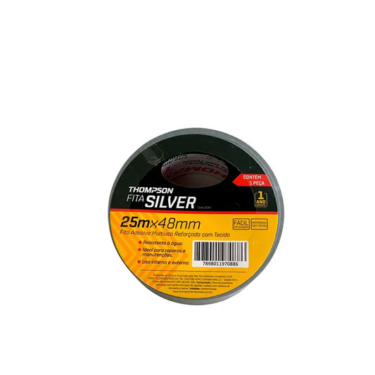 Fita Adesiva Silver Cinza Thompson 48X25