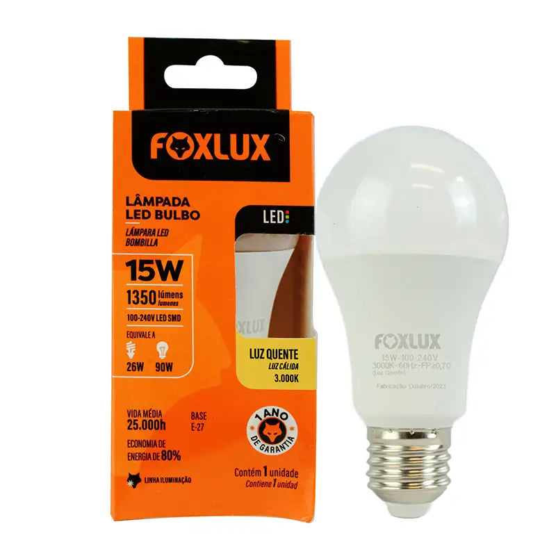 Lâmpada Led 15W 3000K Foxlux C10