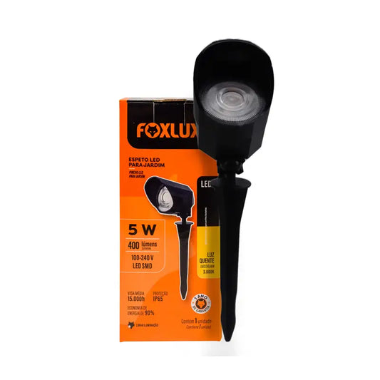 Espeto Jardim Preto Led Amarelo Bivolt Foxlux