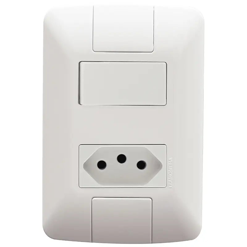 Interruptor 1 Simples + 1 Tomada 2X4 20A Branca Aria Tramontina C20