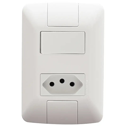 Interruptor 1 Simples + 1 Tomada 2X4 20A Branca Aria Tramontina C20