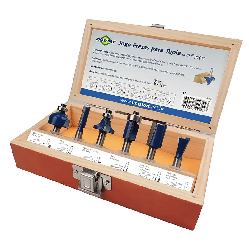 Fresa Conjunto 6 Peças P/Tupia Brasfort