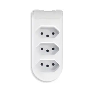 Tomada Barra Tripla Branco 2P+T 10A Pluzie