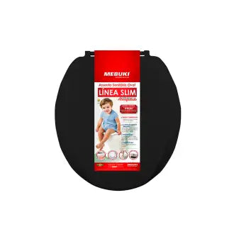 Assento Sanitário Preto Almofadado Oval Mebuki