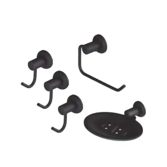 Acessório Banheiro 5 Peças Preto/Metal Civitt