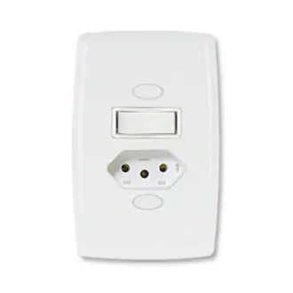 Interruptor 1 Simples + 1 Tomada 2X4 20A Branco Safira Ilumi