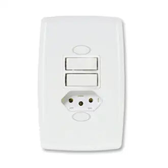 Interruptor 2 Simples + 1 Tomada 2X4 10A Branco Safira Ilumi