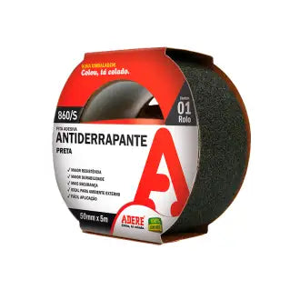 Fita Antiderrapente Escadas Preta 05Cmx05m Adere