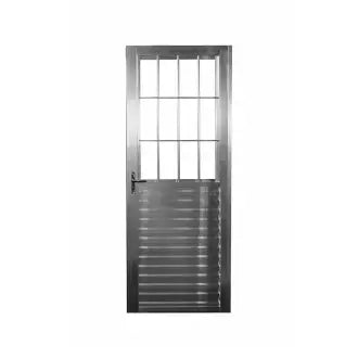 Porta Alumínio Lado Esquerdo Com Postigo 80X210 Canelada Quality
