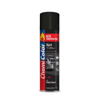 Tinta Spray Preto Fosco Alta Temperatura 6X350 Chemicolor
