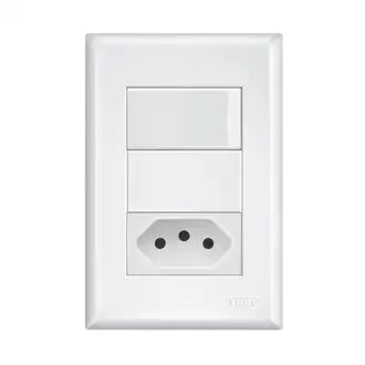 Interruptor 1 Simples + 1 Tomada 2X4 10A Branco Fame