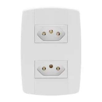 Tomada Dupla Modular 2X4 10A Branco Lev Ilumi