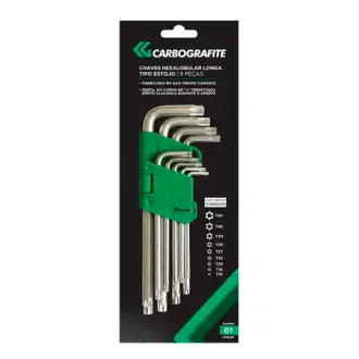Chave Torx T10at50 9 Peças Longa Carbografitte