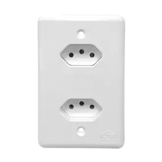 Tomada Dupla 2X4 10A Branca Stylus Ilumi