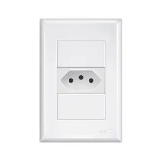 Tomada 2X4 C/Placa 10A 2P+T Branco Fame