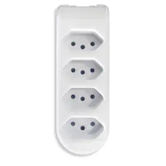 Tomada Barra Quadrupla Branco 2P+T 10A Pluzie