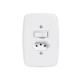 Interruptor 1 Simples + 1 Tomada 2X4 10A Branco Pluzie