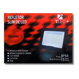 Refletor Led 500W Preto 6500K T-Led Bivolt