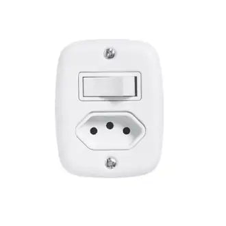 Interruptor X 1 Tecla Paralela + 1 Tomada 10A Branco Pluzie