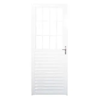 Porta Alumínio Lado Direito Com Postigo 80X210 Liso Branco Quality