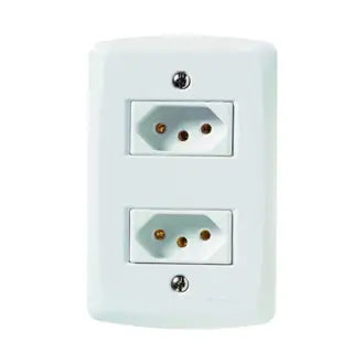 Tomada Dupla 2X4 10A Afastada Branca Lux2 Tramontina C10