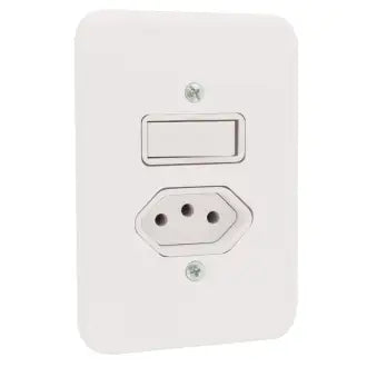 Interruptor 1 Simples + 1 Tomada 2X4 10A Branco Radial C20