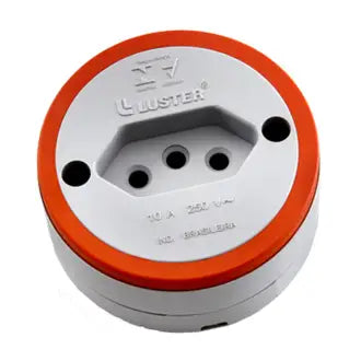 Tomada Sobrepor Redonda Cinza 2P+T Luster C60