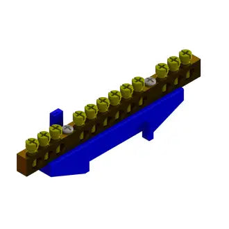 Barramento Borne 12 Furos C/Suporte Azul C10