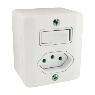 Interruptor X 1 Tecla Simples 1 Tomada 10A Branco R Radial