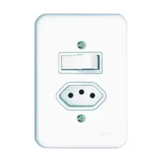Interruptor 1 Simples + 1 Tomada 2X4 20A Branco Radial C20