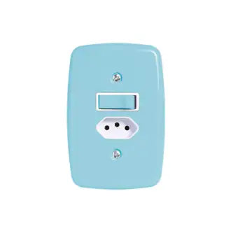 Interruptor 1 Simples + 1 Tomada 2X4 20A Azul Pluzie