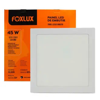 Luminária Led 45W Embutir Quadrado 6500K Foxlux
