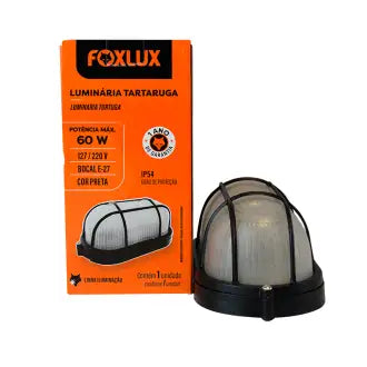 Luminária Tartaruga Preta Alumínio Quadrada Foxlux Bivolt