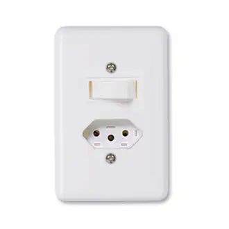Interruptor 1 Simples + 1 Tomada 2X4 10A Branco Stylus Ilumi