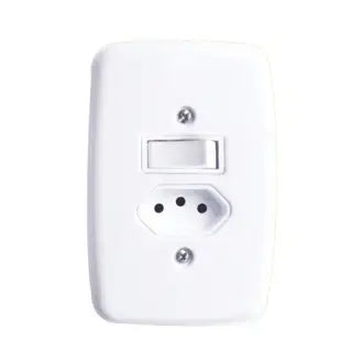 Interruptor 1 Simples + 1 Tomada 2X4 20A Branco Pluzie