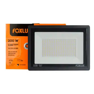 Refletor Led 200W Preto 6500K Foxlux Bivolt
