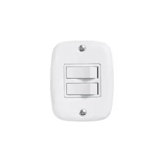Interruptor X Sobrepor 2 Teclas Simples 10A Branco Pluzie C6