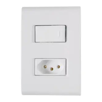 Interruptor 1 Simples + 1 Tomada 2X4 10A Branco Liz Tramontina C10
