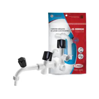 Torneira Máquina Lavar C/Registro Branco Rebouças