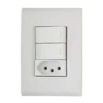 Interruptor 2 Simples + 1 Tomada 2X4 10A Liz Tramontina