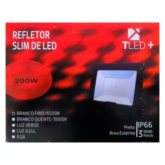 Refletor Led 200W Preto 6500K T-Led Bivolt
