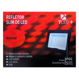 Refletor Led 300W Preto 6500K T-Led Bivolt