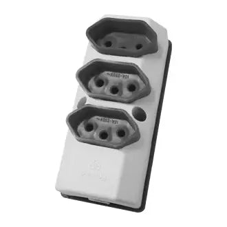 Tomada Barra Tripla Branca 2P+T 20A Perlex