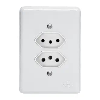 Tomada Dupla 2X4 C/Placa 20A Branco Perlex