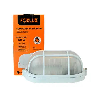 Luminária Tartaruga Branca Alumínio Oval Foxlux Bivolt