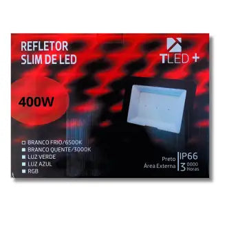 Refletor Led 400W Preto 6500K T-Led Bivolt