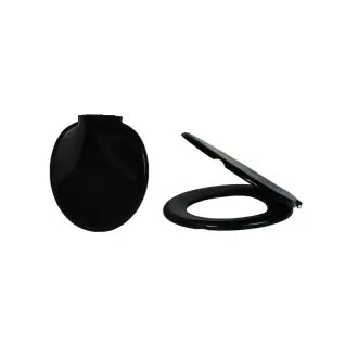 Assento Sanitário Preto Almofadado Oval Alumasa