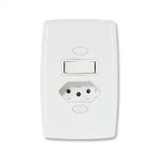 Interruptor 1 Simples + 1 Tomada 2X4 10A Branco Safira Ilumi C20