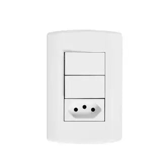 Interruptor 2 Simples Tomada 2X4 10A Branca Modular Pluzie C6