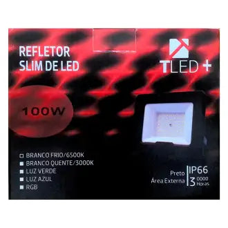Refletor Led 100W Preto 6500K T-Led Bivolt